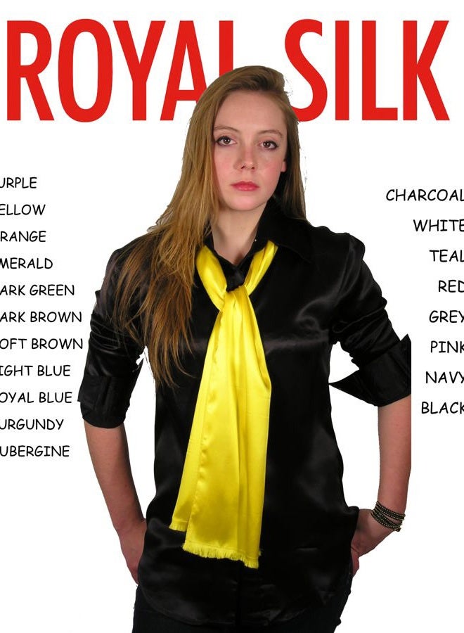Royal Silk Aviator Scarf - OFF-WHITE - Soft, Sleek, Stylish, Genuine Satin Silk - Image 4