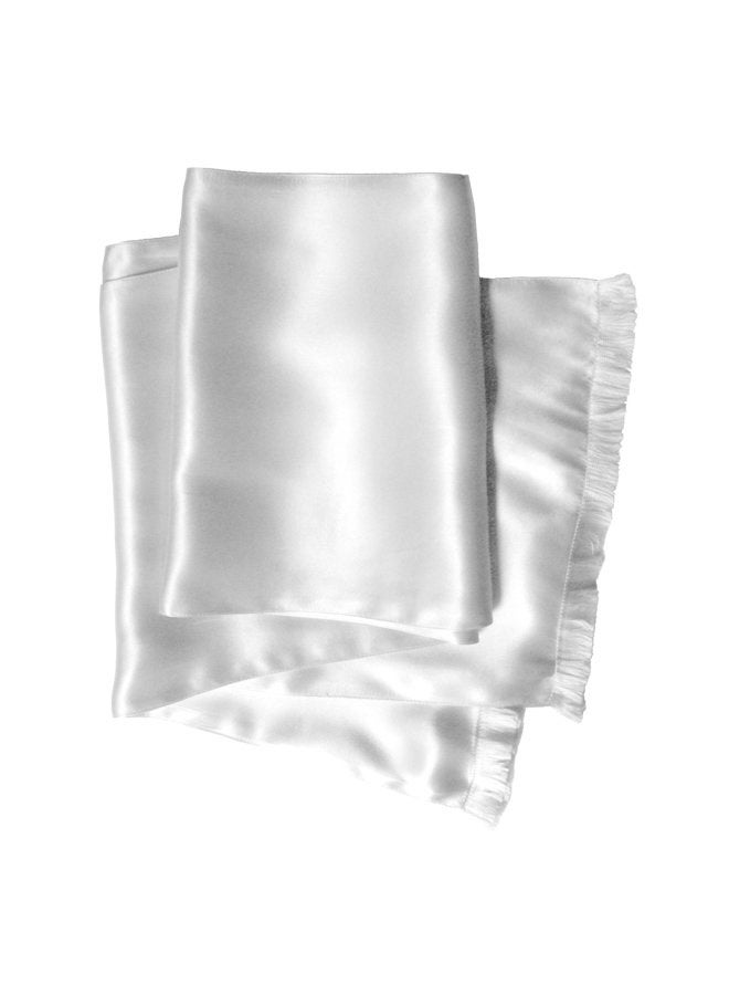 Royal Silk Aviator Scarf - OFF-WHITE - Soft, Sleek, Stylish, Genuine Satin Silk - Image 1