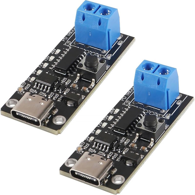 AiTrip 2PCS 100W 5A USB-C Fast Charge USB-C PD QC DC 5V 9V 12V 15V 20V Adjustable Voltage Power Trigger Module 5A Type-C Female Input - Image 1