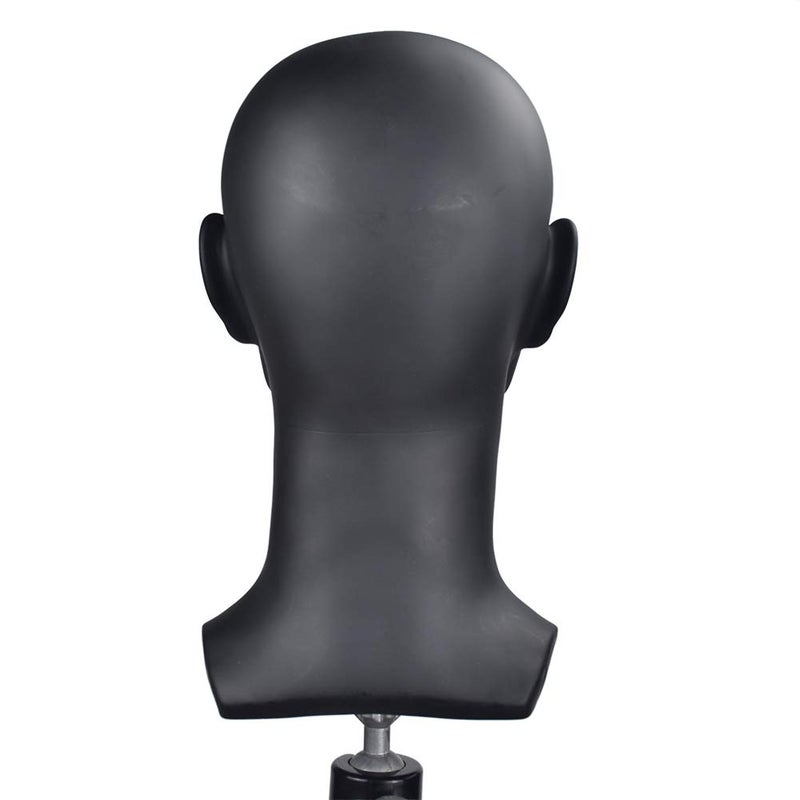 Ba Sha PVC Mannequin Head Black Male Manikin Dummy Stand Model Display Hat Scarf Wigs Hair Glasses Hat Beauty Styling Tool with Mount Hole - Image 5