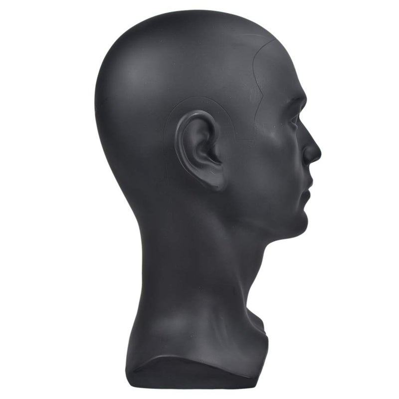 Ba Sha PVC Mannequin Head Black Male Manikin Dummy Stand Model Display Hat Scarf Wigs Hair Glasses Hat Beauty Styling Tool with Mount Hole - Image 4