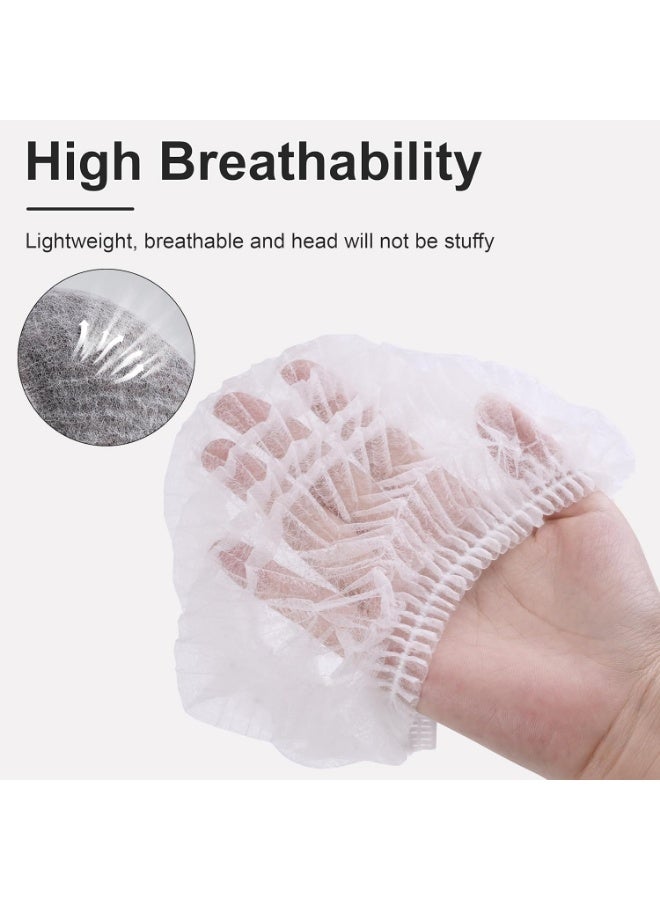 Meetion 100 Pcs Disposable Bouffant Caps – 21 Inch Non-Woven Hair Nets For Food Service, Hospital, Salon, Kitchen, And Lab Use (White) - Image 3
