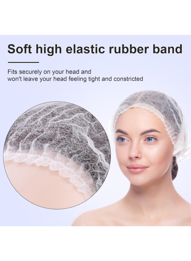 Meetion 100 Pcs Disposable Bouffant Caps – 21 Inch Non-Woven Hair Nets For Food Service, Hospital, Salon, Kitchen, And Lab Use (White) - Image 4