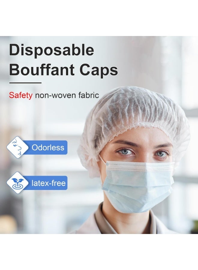 Meetion 100 Pcs Disposable Bouffant Caps – 21 Inch Non-Woven Hair Nets For Food Service, Hospital, Salon, Kitchen, And Lab Use (White) - Image 2