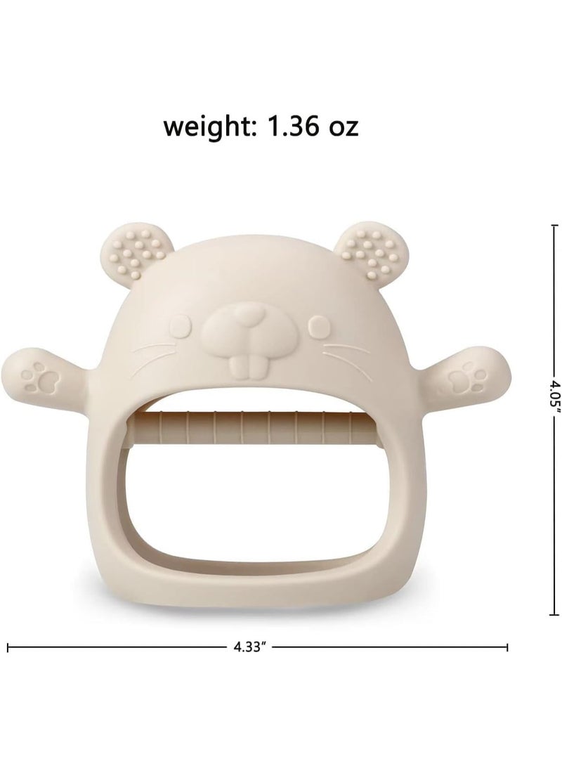ATRJSZ 2 Pack Silicone Baby Teething Mittens, Hand Teether Gloves for 3+ Months, BPA-Free Silicone, Anti-Drop Teether for Gum Relief (White/Blue) - Image 3