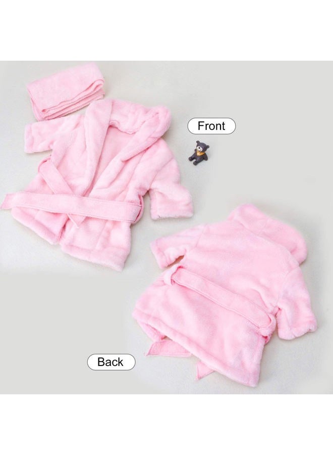 SPOKKI Newborn Photography Props Baby Girl 5 PCS Bathrobes Bath Towel Outfit with Slippers Cucumber Photo Props for Infant Boys Girls(0-6 Months) (Pink) - Image 3