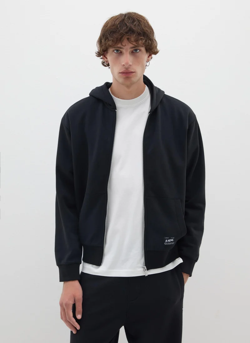 Ovs OVS Black Cotton Blend Hoodie With Oversized Fit