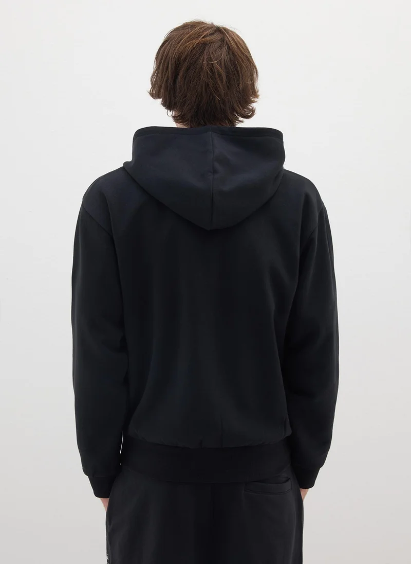 Ovs  OVS Black Cotton Blend Hoodie With Oversized Fit for Men | Best Price UAE