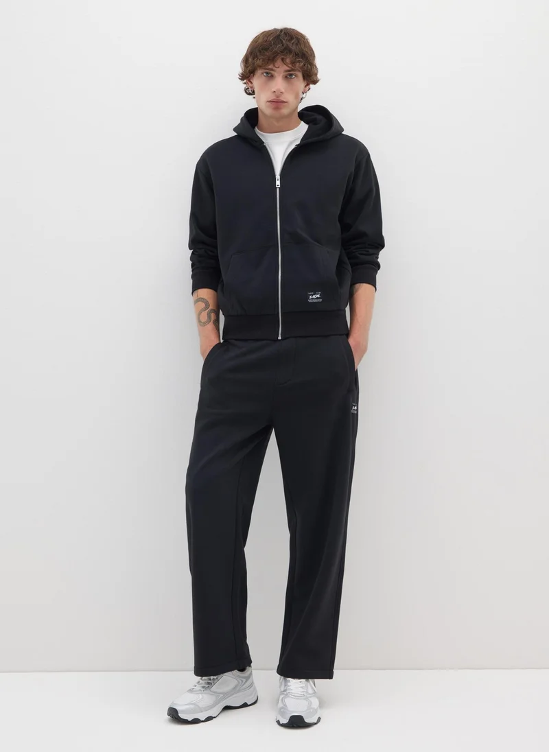Ovs  OVS Black Cotton Blend Hoodie With Oversized Fit for Men | Best Price UAE