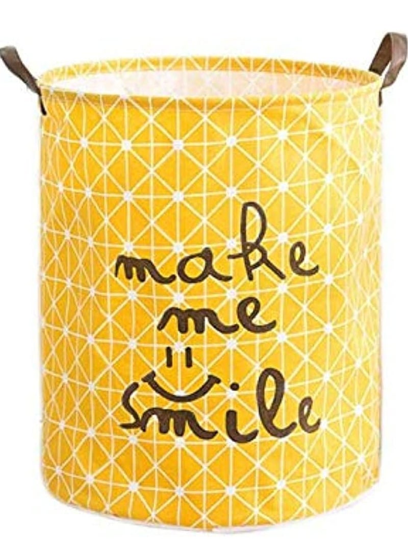 راكسوم سلال غسيل الكتان، سلة غسيل قابلة للطي، سلة تخزين للملابس المتسخة، سلة غسيل قابلة للطي كمنظم لتوفير المساحة لتخزين الغسيل واللحاف وألعاب الأطفال (أصفر) - Image 1