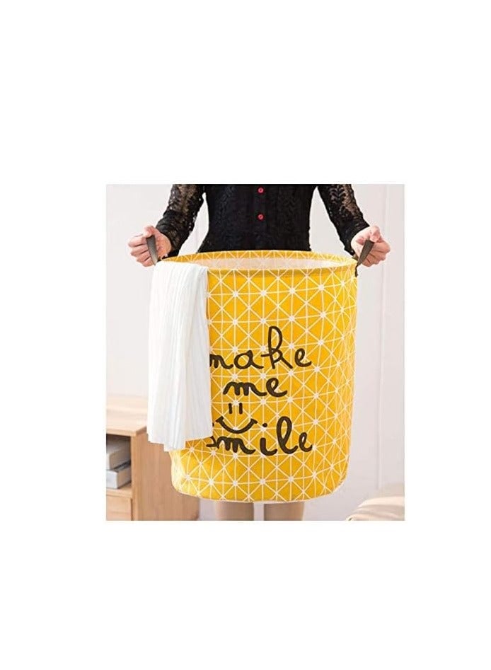 راكسوم سلال غسيل الكتان، سلة غسيل قابلة للطي، سلة تخزين للملابس المتسخة، سلة غسيل قابلة للطي كمنظم لتوفير المساحة لتخزين الغسيل واللحاف وألعاب الأطفال (أصفر) - Image 2