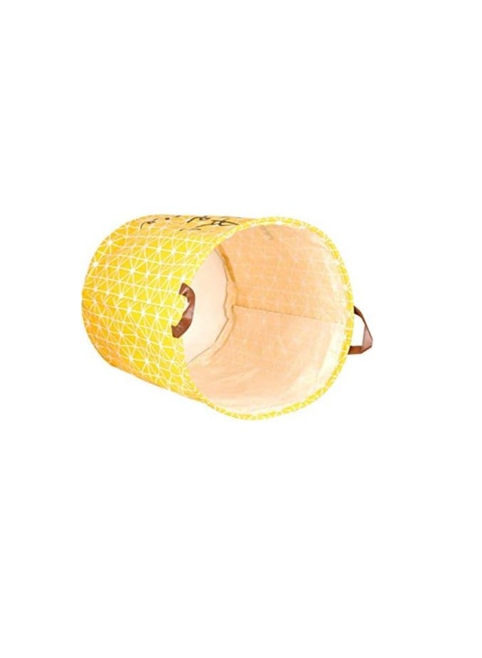 راكسوم سلال غسيل الكتان، سلة غسيل قابلة للطي، سلة تخزين للملابس المتسخة، سلة غسيل قابلة للطي كمنظم لتوفير المساحة لتخزين الغسيل واللحاف وألعاب الأطفال (أصفر) - Image 3