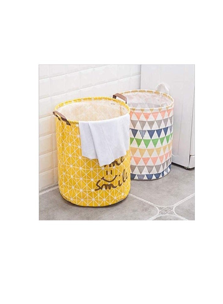 راكسوم سلال غسيل الكتان، سلة غسيل قابلة للطي، سلة تخزين للملابس المتسخة، سلة غسيل قابلة للطي كمنظم لتوفير المساحة لتخزين الغسيل واللحاف وألعاب الأطفال (أصفر) - Image 5