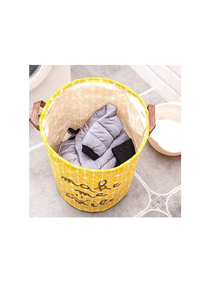 راكسوم سلال غسيل الكتان، سلة غسيل قابلة للطي، سلة تخزين للملابس المتسخة، سلة غسيل قابلة للطي كمنظم لتوفير المساحة لتخزين الغسيل واللحاف وألعاب الأطفال (أصفر) - Image 4