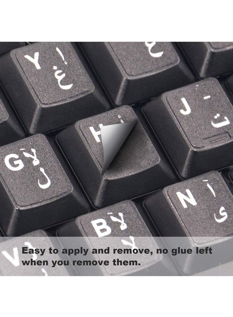 2 PCS Pack Arabic Keyboard Stickers Replacement Stickers Black Background with White Letters for Computer Laptop Notebook Desktop (Arabic)  - Image 4