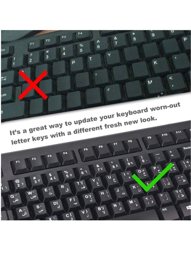 2 PCS Pack Arabic Keyboard Stickers Replacement Stickers Black Background with White Letters for Computer Laptop Notebook Desktop (Arabic)  - Image 3