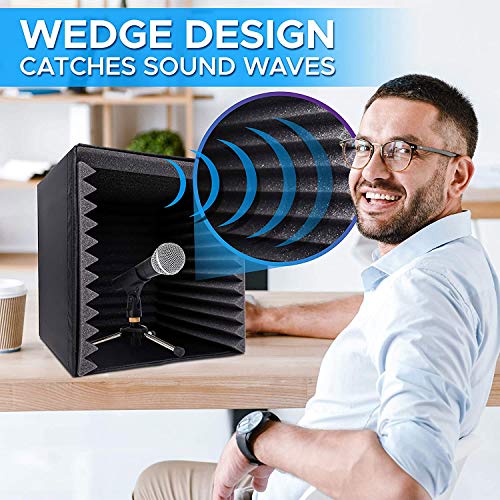 Pyle 2-Pc Recording Shield Box-Microphone Foam Booth Cube, Sound Dampening Filter Audio, Acoustic Noise Isolator Platform w/Wedgie Padding (PSIB27X2) - Image 4