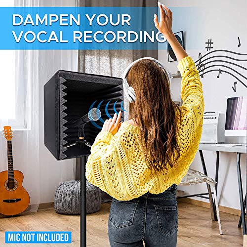 Pyle 2-Pc Recording Shield Box-Microphone Foam Booth Cube, Sound Dampening Filter Audio, Acoustic Noise Isolator Platform w/Wedgie Padding (PSIB27X2) - Image 2