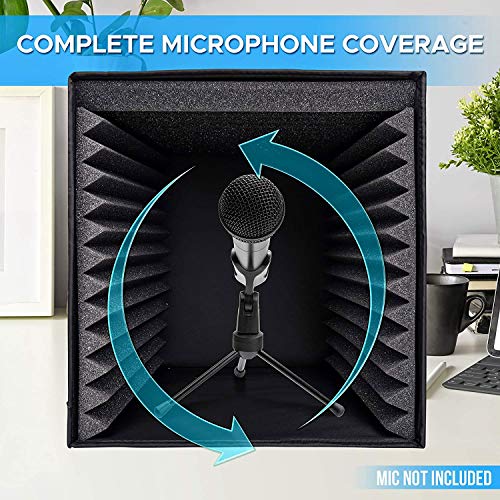 Pyle 2-Pc Recording Shield Box-Microphone Foam Booth Cube, Sound Dampening Filter Audio, Acoustic Noise Isolator Platform w/Wedgie Padding (PSIB27X2) - Image 5
