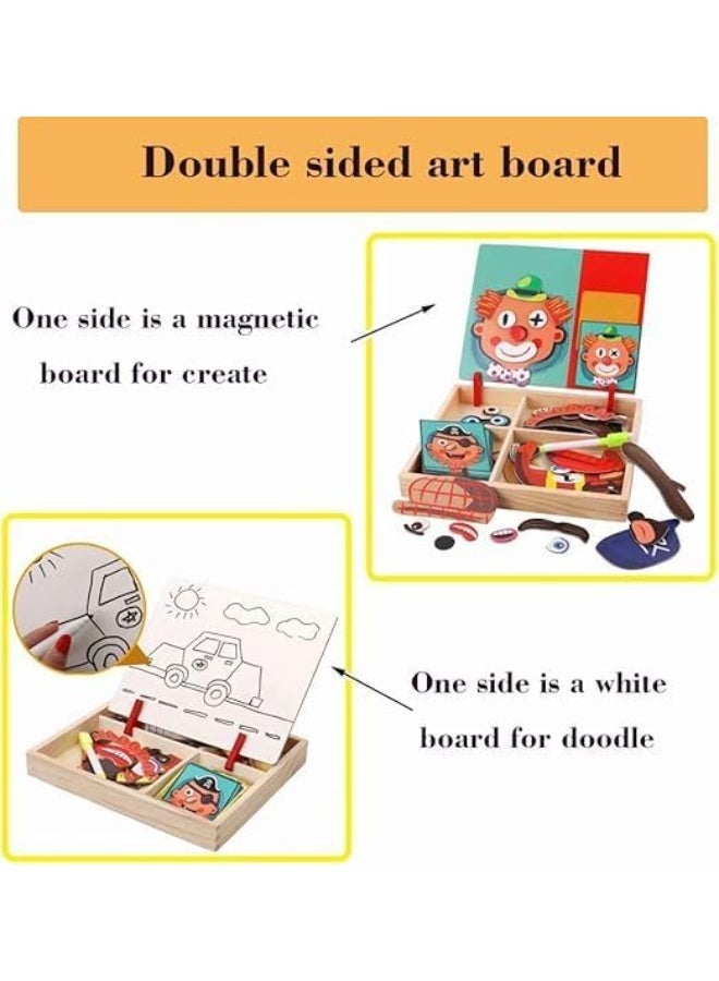 Facial Features Puzzle Magnetic Double Sided Clown Face Assembly and Drawing Board Game Puzzle Pieces for Kids Children Learning Toy  - Image 5