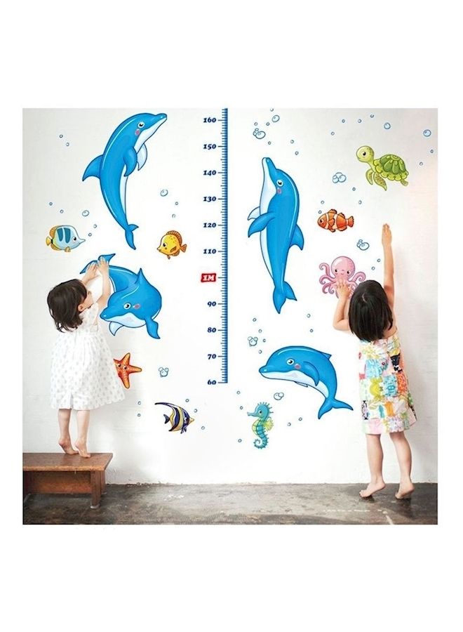 NIBEMINENT Removable Cartoon Dolphin Height Measuring Wall Sticker Blue/Pink/Green 60x90cm - Image 2