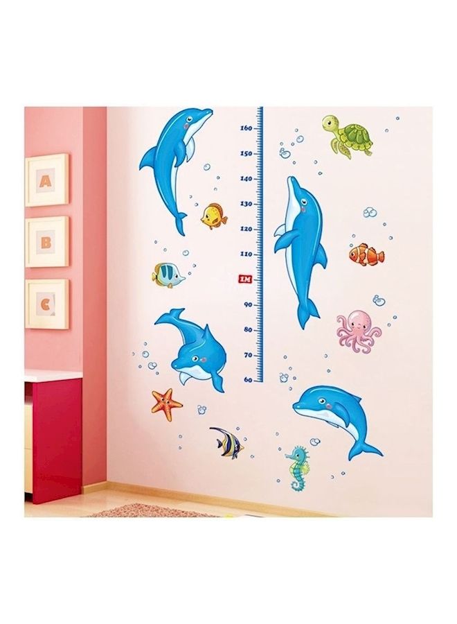 NIBEMINENT Removable Cartoon Dolphin Height Measuring Wall Sticker Blue/Pink/Green 60x90cm - Image 3