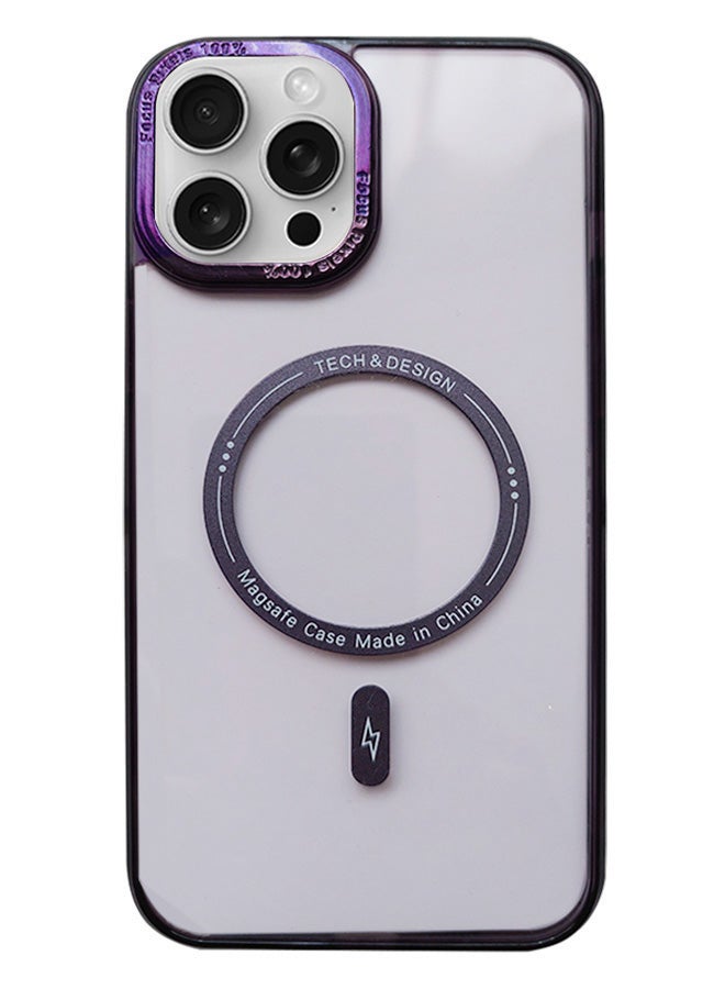 Premium Shockproof MagSafe Case for iPhone 12 Pro Max with Metal Camera Frame – Stylish Transparent Magnetic Mobile Cover for Men, Women & Youth – Anti-Fingerprint, Camera Protection, Drop Resistant (Purple) - Image 1