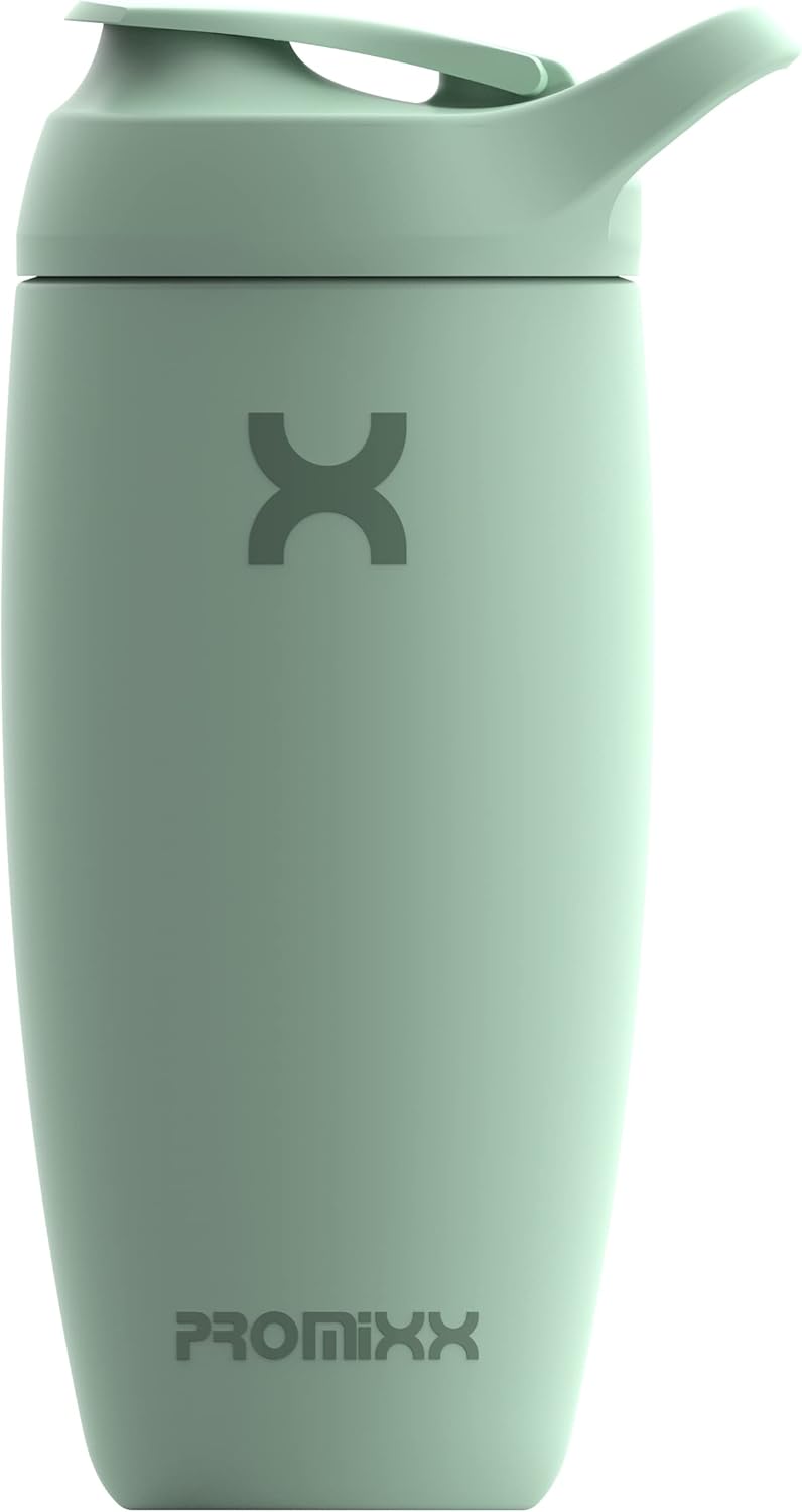 PROMIXX Pursuit Shaker Bottle Insulated Stainless Steel Water Bottle And Blender Cup, 550Ml, Seagrass Green - Image 1