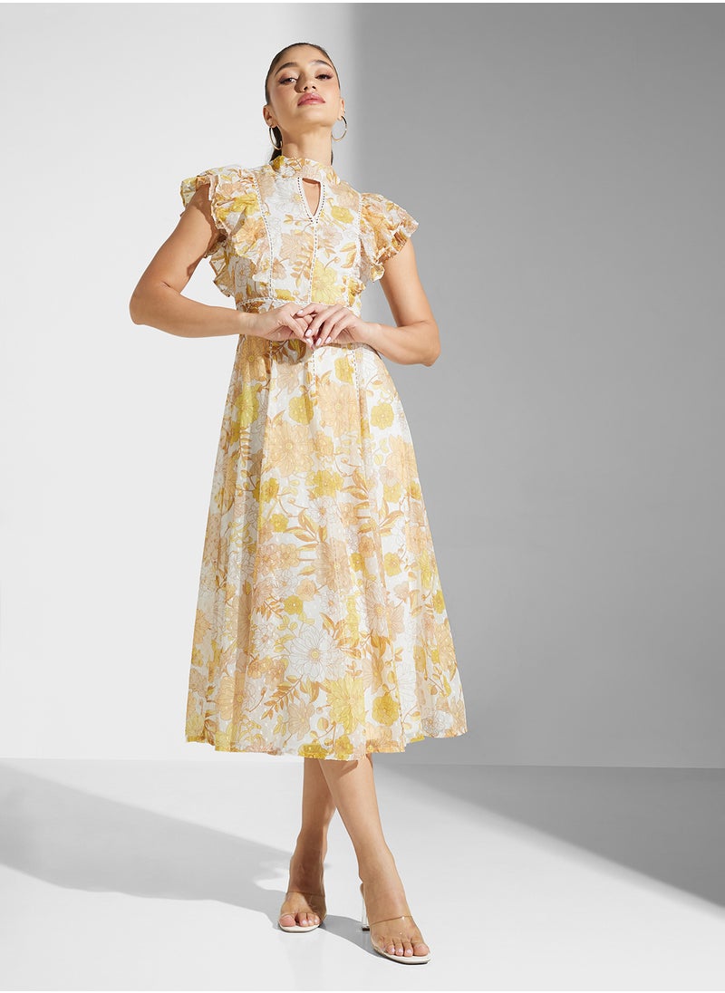 Frock and Frill Floral Chiffon Dress  - Image 4