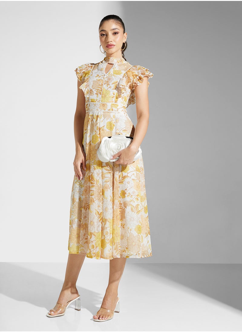 Frock and Frill Floral Chiffon Dress  - Image 1
