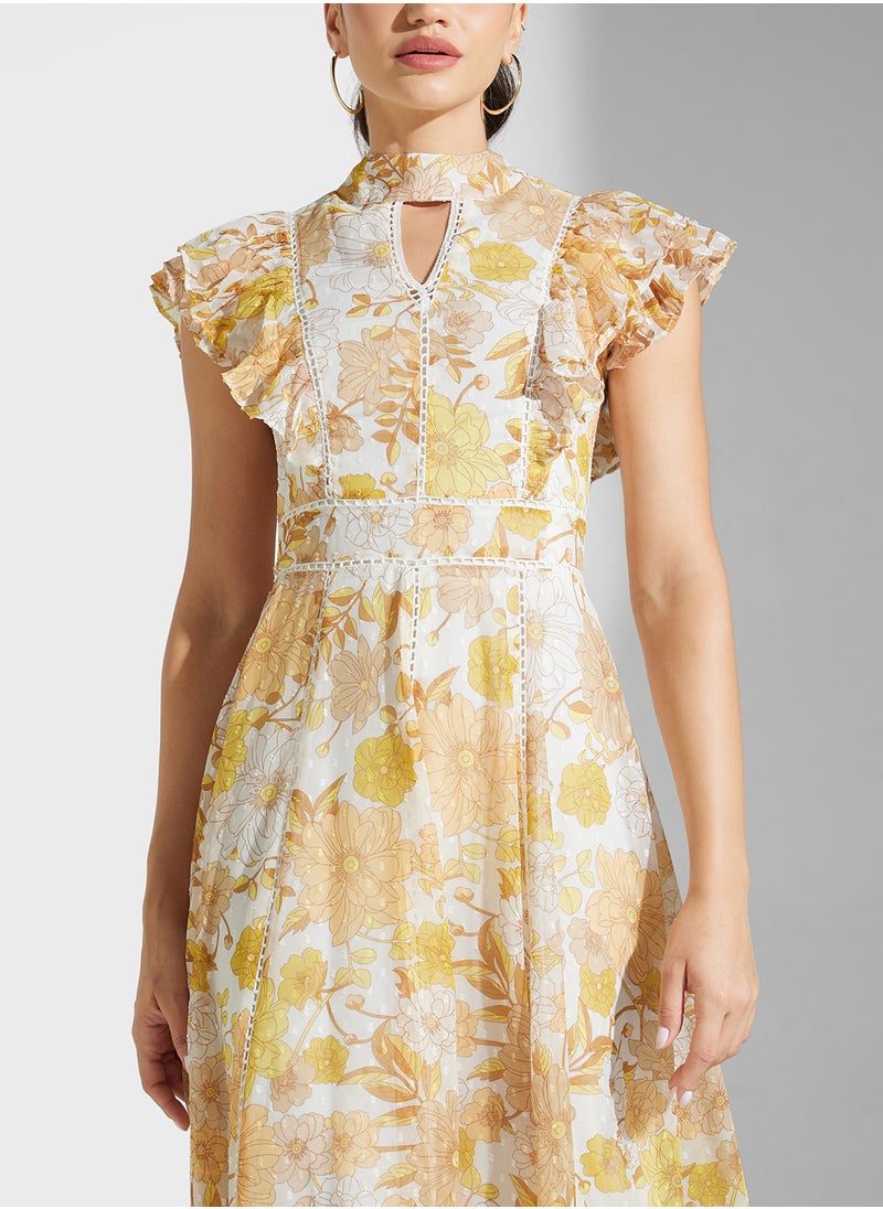 Frock and Frill Floral Chiffon Dress  - Image 3