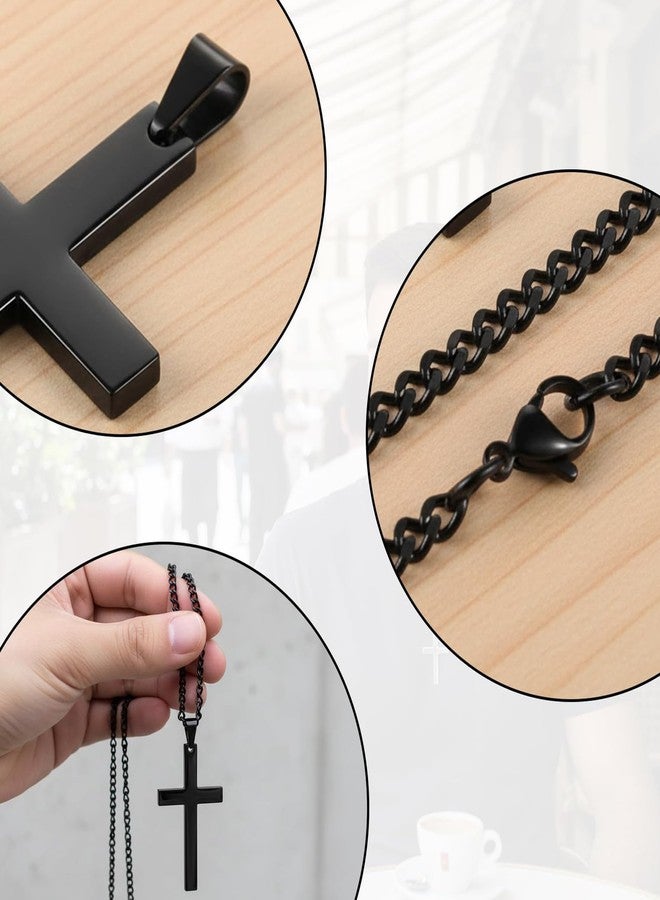 Zbdroxygen 2pcs Cross Chain for Men, Classic Cross Pendant Necklace, Stylish Unisex Cross Chain Jewelry for Gift Giving, 60cm Length, Black and White Two Colors - Image 3