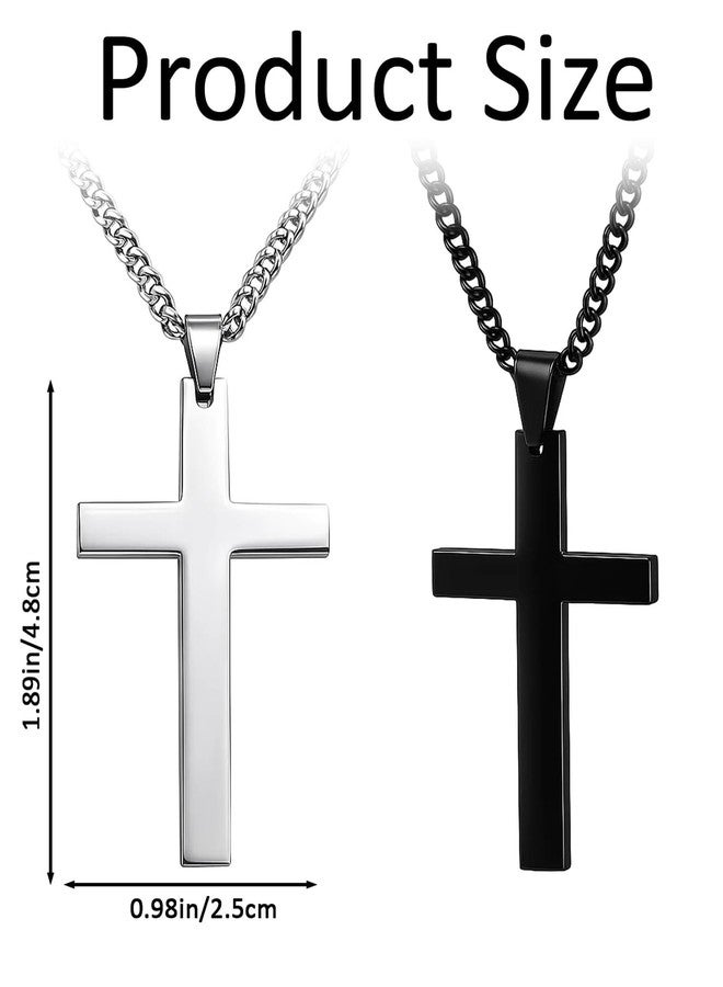 Zbdroxygen 2pcs Cross Chain for Men, Classic Cross Pendant Necklace, Stylish Unisex Cross Chain Jewelry for Gift Giving, 60cm Length, Black and White Two Colors - Image 2