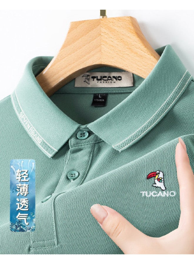 Tucano men's Classic Solid Color Collar Business Casual Breathable Short-sleeve Polo Shirt T-shirt - Image 1