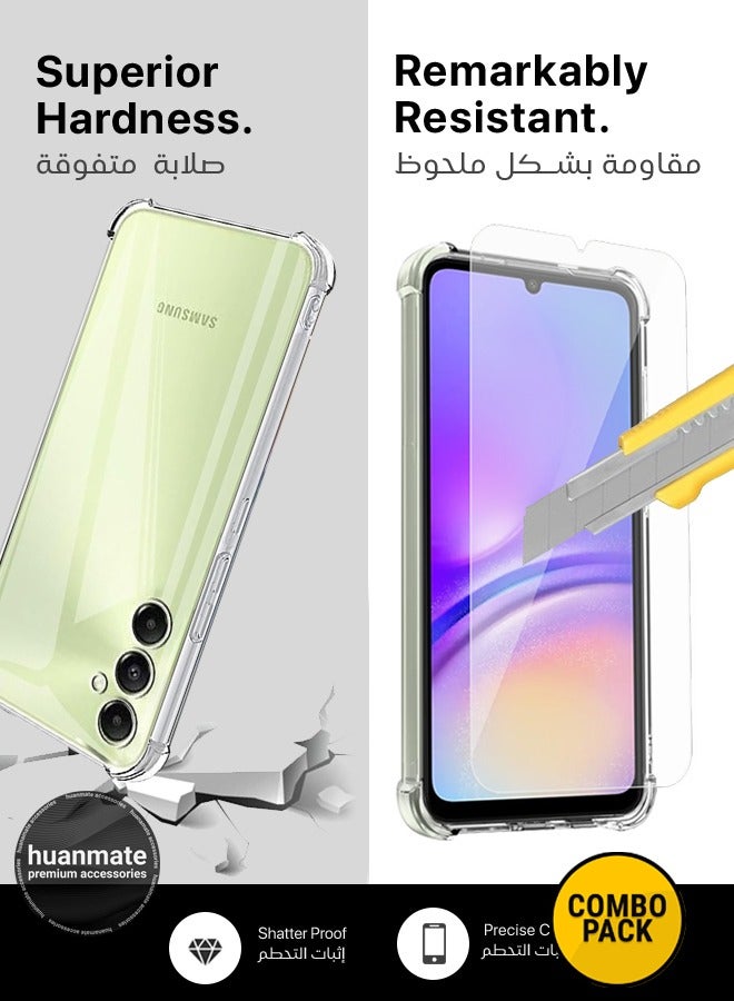 2 in 1 Samsung Galaxy A25 Protection Pack - Ultra Clear Shockproof Case & Screen Protector, All Round Protection, Back Cover & Screen Protector for Samsung Galaxy A25