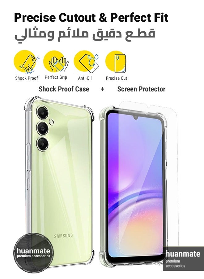 2 in 1 Samsung Galaxy A25 Protection Pack - Ultra Clear Shockproof Case & Screen Protector, All Round Protection, Back Cover & Screen Protector for Samsung Galaxy A25