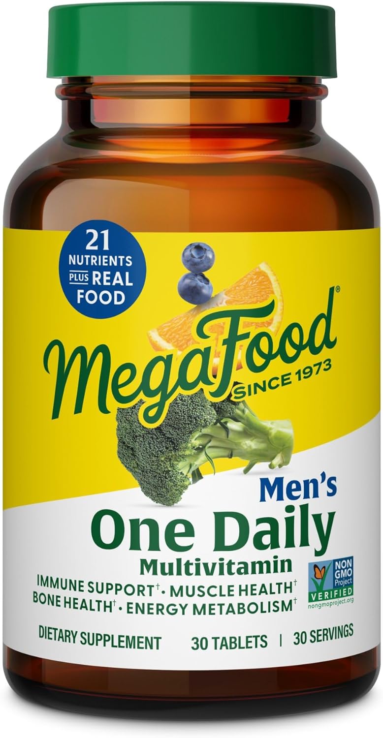 MegaFood ميغا فود فيتامينات متعددة للرجال - 30 قرص مع الزنك والسيلينيوم وفيتامينات ب و د وطعام حقيقي لدعم المناعة وعمليات الأيض للطاقة - Image 1