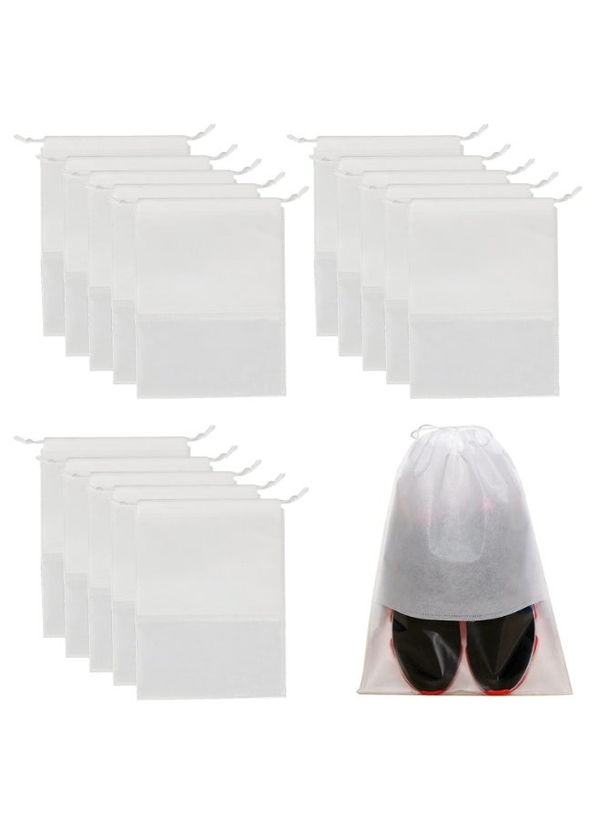 15 Pieces Dust Proof Travel Shoe Bags Transparent Drawstring Storage Bag Dustproof Handbag Cover,32 x 44cm - Image 1