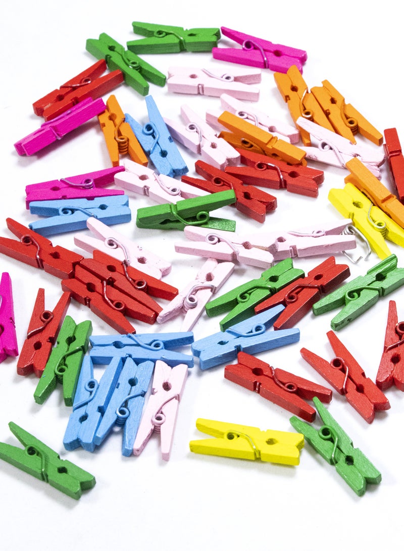 100-Piece Mini Wooden Clothespins – 25mm Assorted Colors for Crafts, Photos, and Decorations  - Image 4