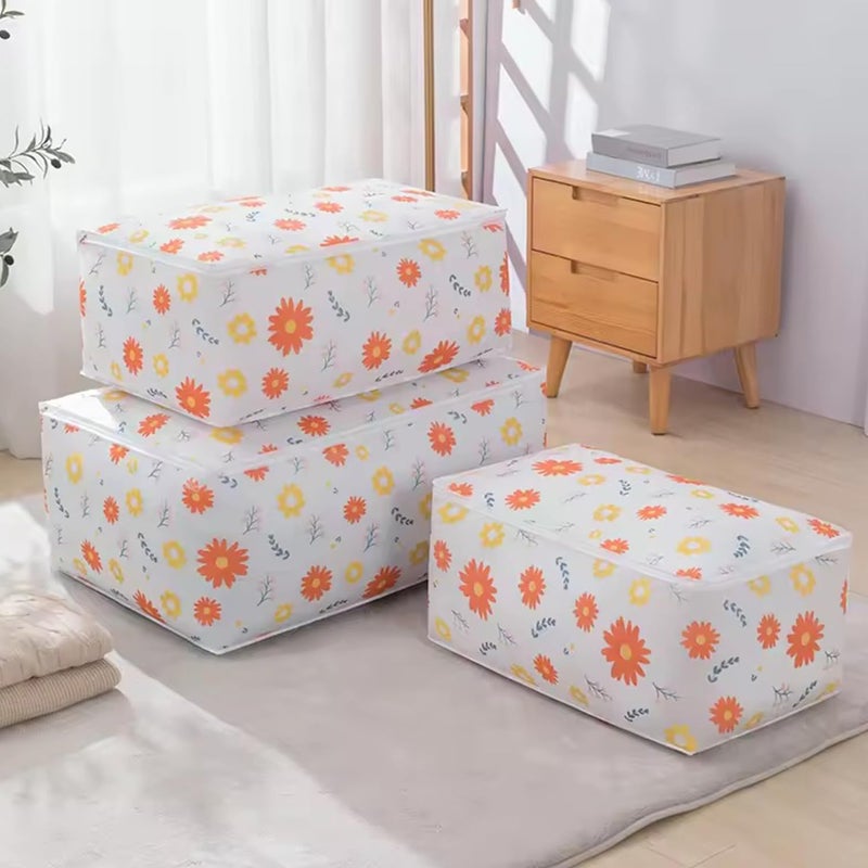Transparent Waterproof Foldable Printed UnderBed Storage Boxes for clothes saree Quilts and Blankets Pack of 3  - Image 3