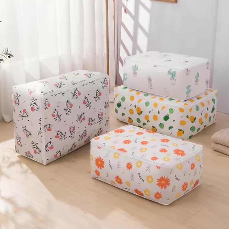 Transparent Waterproof Foldable Printed UnderBed Storage Boxes for clothes saree Quilts and Blankets Pack of 3  - Image 1