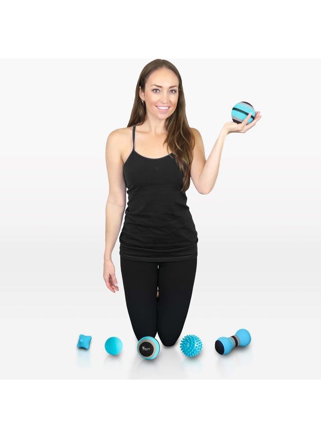 Posture Magic Massage Ball Set for Myofascial Trigger Point Release & Deep Tissue Massage - Set of 6 - Large Foam/Small Foam/Lacrosse/Peanut/Spiky/Hand Exercise Ball (Blue) - Image 4