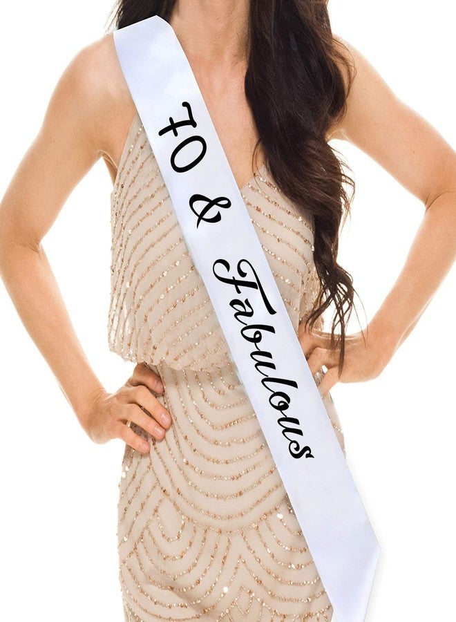 Hubops 70 & Fabulous sash for Girls Birthday /70th Birthday Sash Party Decoration (White) - Image 1