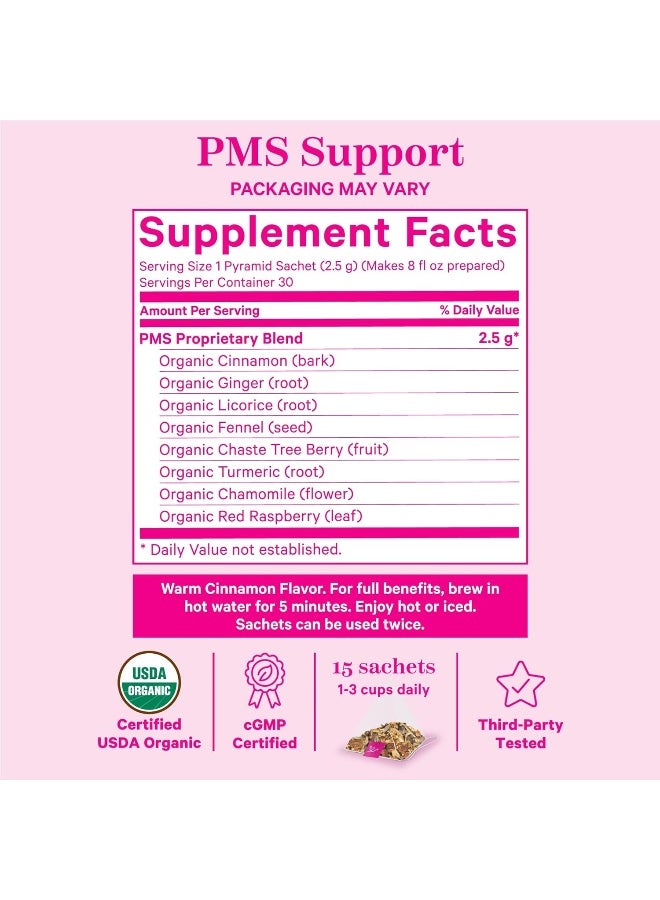Pink Stork PMS Tea: Warm Cinnamon Tea, USDA Organic Loose Leaf in Biodegradable Sachets, Supports Healthy Cycle & Eases Discomfort, 30 Cups, Caffeine Free - Image 4