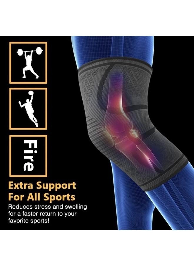 yongsheng 2-Piece Elastic Knees Pad- Knee Compression Sleeve -Braces for Knee Pain - Compression for Arthritis, Meniscus Tear, Running - Support for Women and Men - Sleeves Weightlifting-L  - Image 4