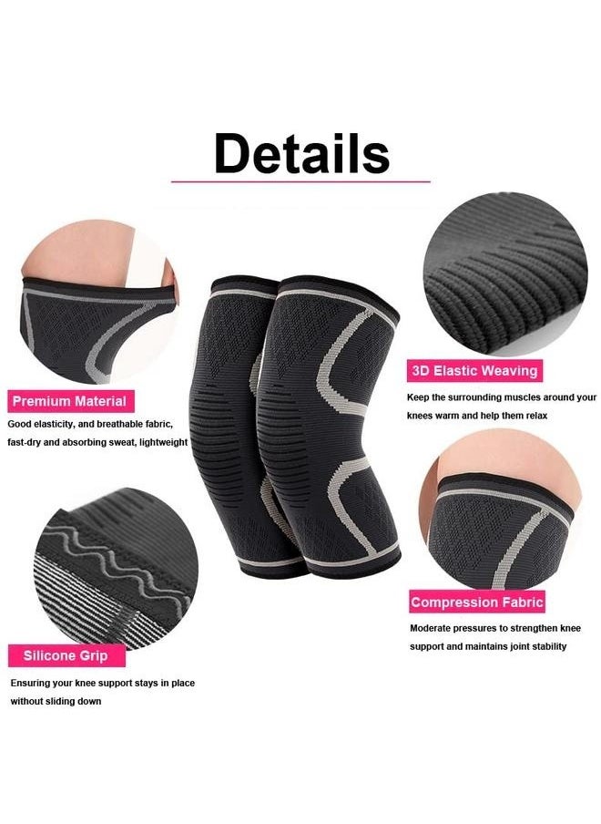 yongsheng 2-Piece Elastic Knees Pad- Knee Compression Sleeve -Braces for Knee Pain - Compression for Arthritis, Meniscus Tear, Running - Support for Women and Men - Sleeves Weightlifting-L  - Image 5