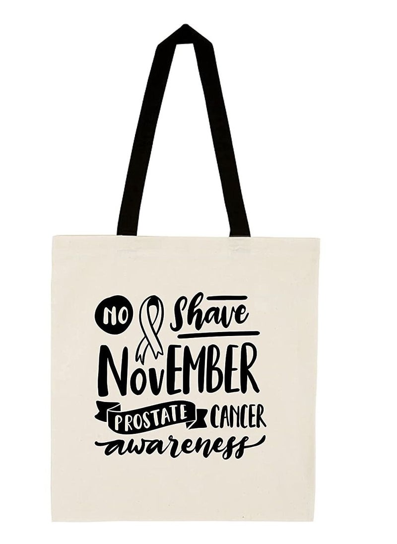 PRINTSHOP4ME - Movember Cotton Jute Bag With Black Handle Bag For Movember,Mobro Mens Health Awareness For Fundraising Awareness Campaigns - Image 1