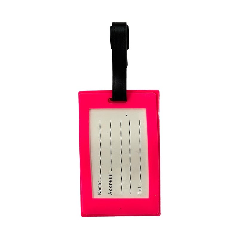 Eitheo بطاقات أمتعة للأطفال بطاقات أمتعة مع اسم وعنوان | بطاقات أمتعة سيليكون للحقائب، بطاقات لتحديد الحقائب/حقائب المدرسة ملصق ملون متعدد (اذهب مسافرًا وردي) - Image 5