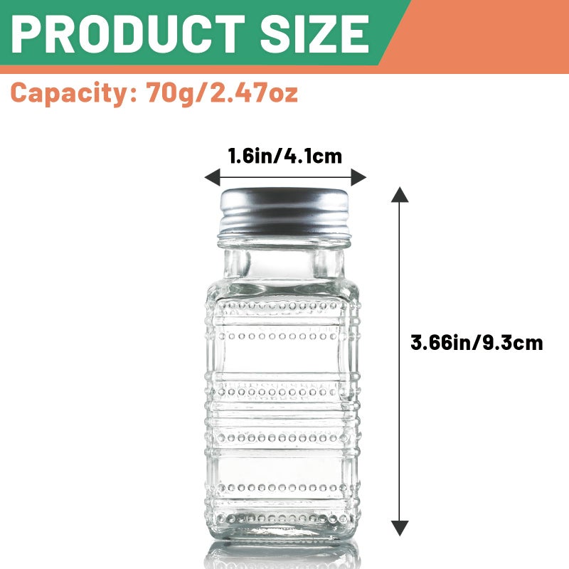 Wongblee 2 Pack Glass Salt and Pepper Shakers Set, Vintage Spice Shakers for Dining Room Table, Kitchen, Restaurant (Beaded Style) - Image 2