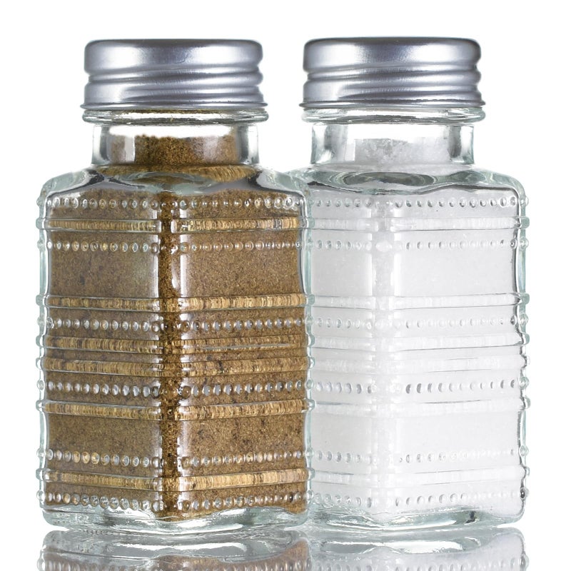 Wongblee 2 Pack Glass Salt and Pepper Shakers Set, Vintage Spice Shakers for Dining Room Table, Kitchen, Restaurant (Beaded Style) - Image 1